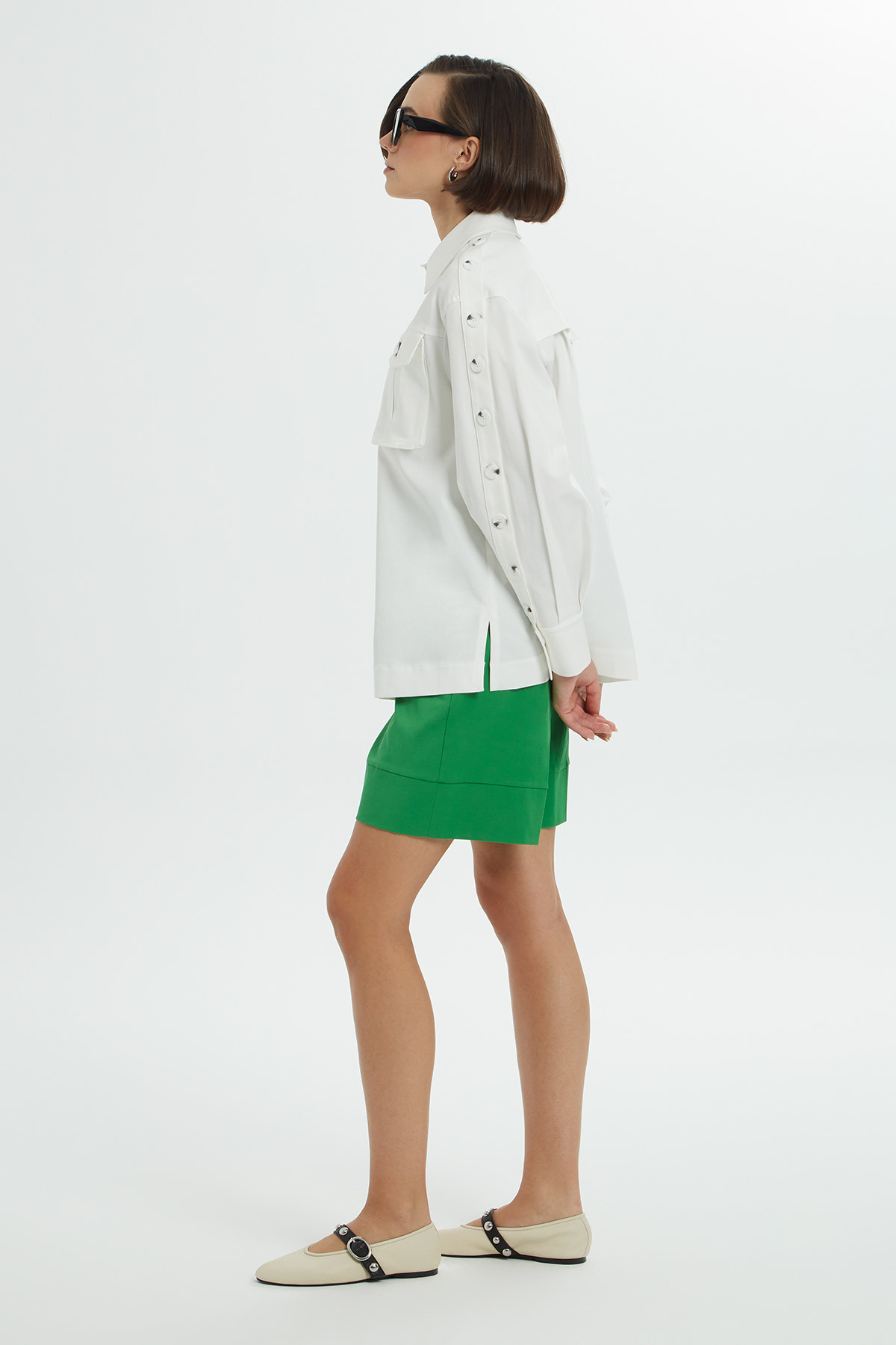 Koldan Düğme Detaylı Torba Cepli Ceket