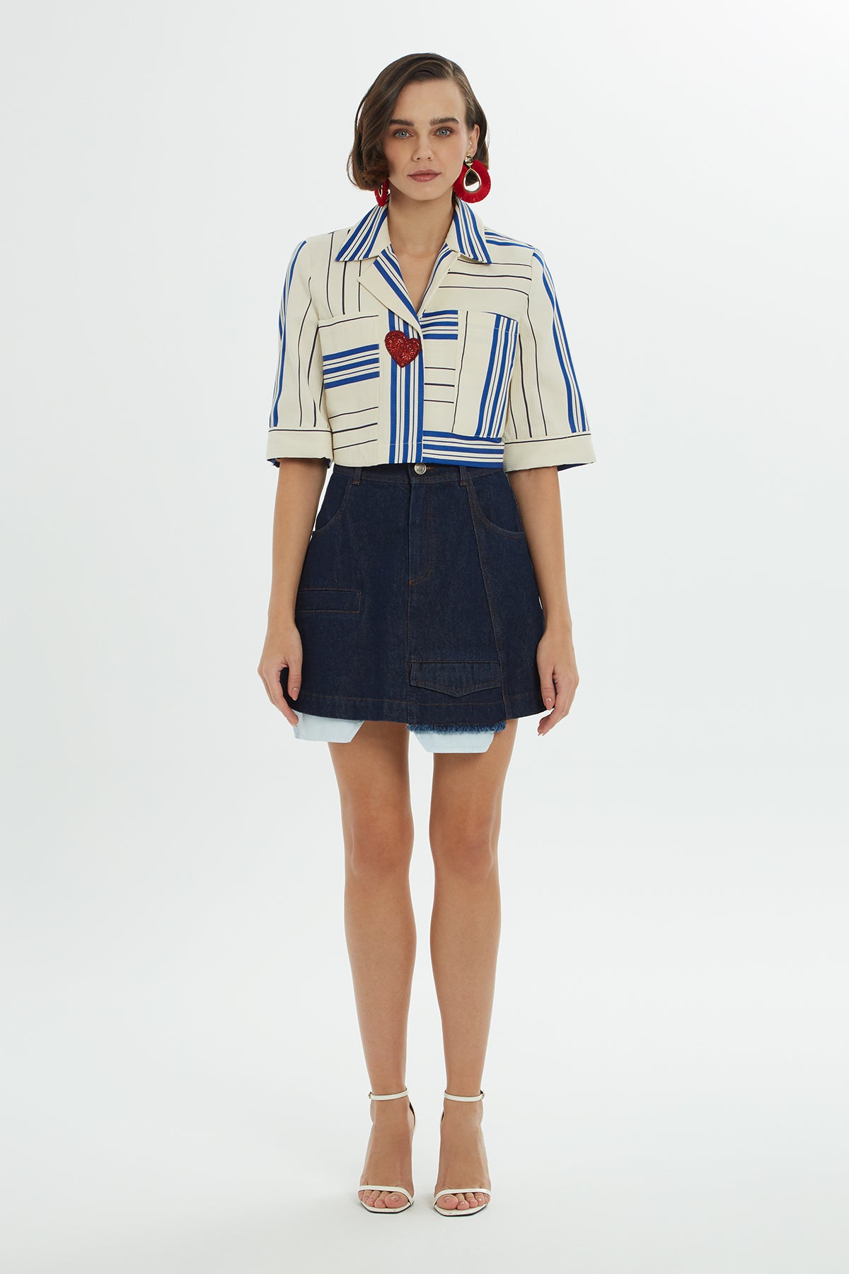 Cep Detaylı Mini Jean Etek