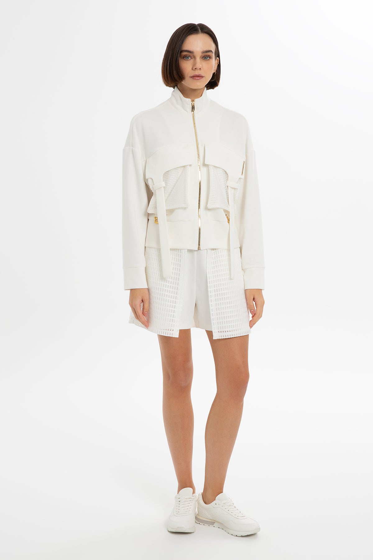 File Detaylı Kısa Eşofman Üstü