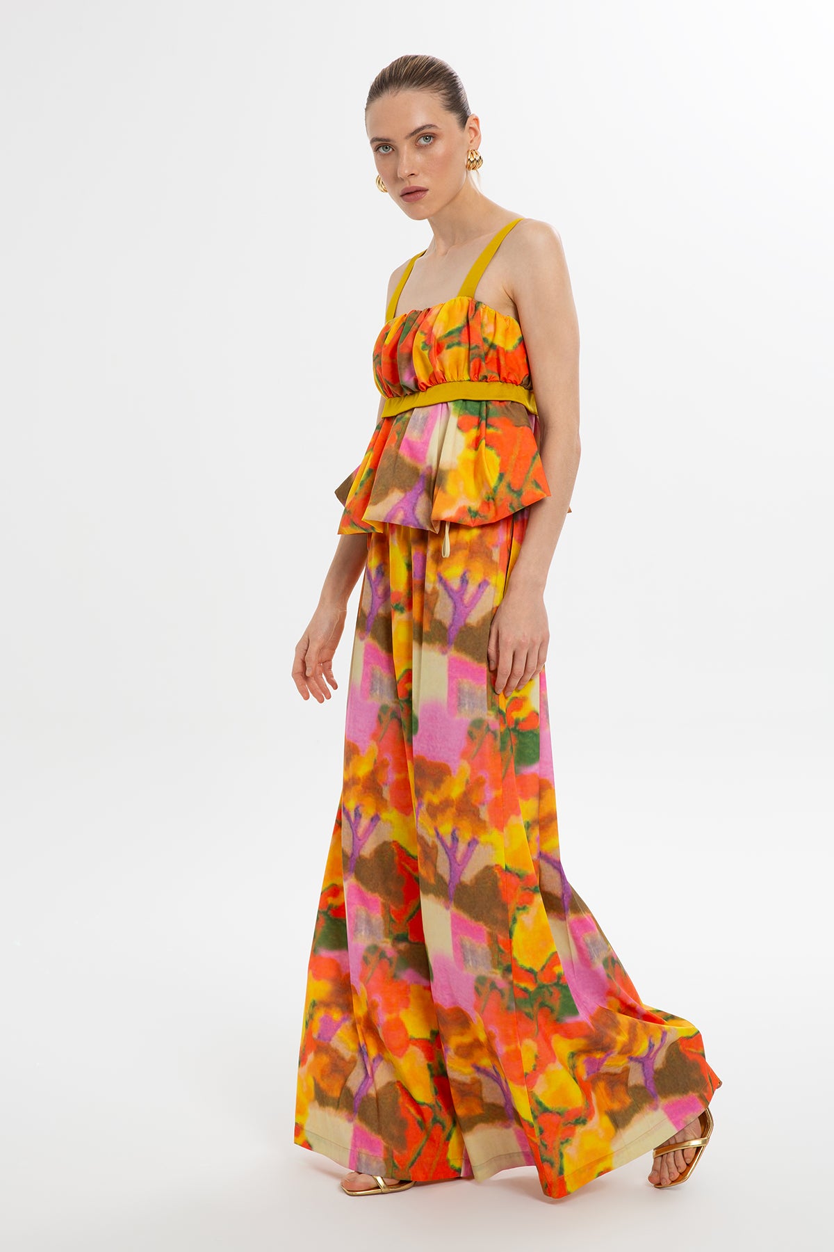 Kalın Askılı Renkli Balon Bluz