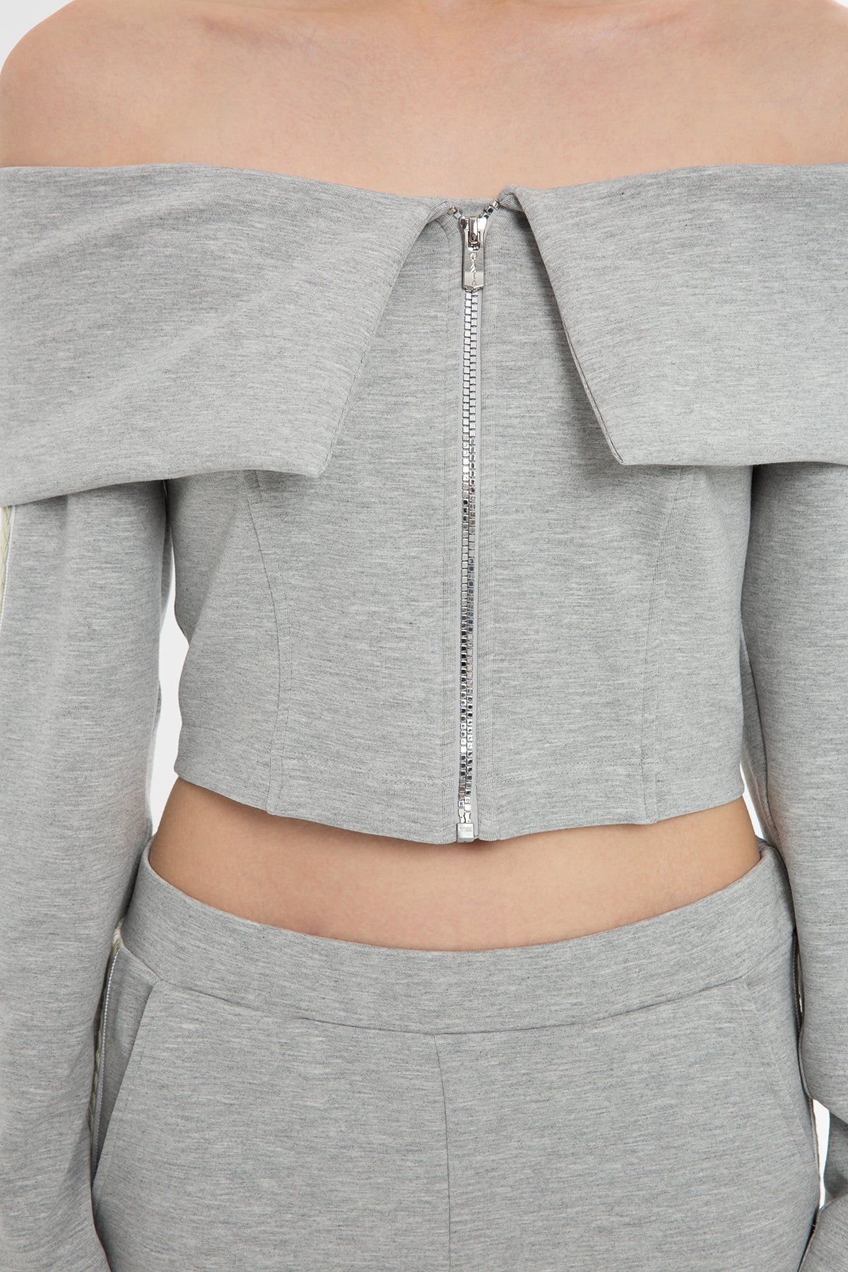 Kolları Şeritli Kayık Yaka Bluz