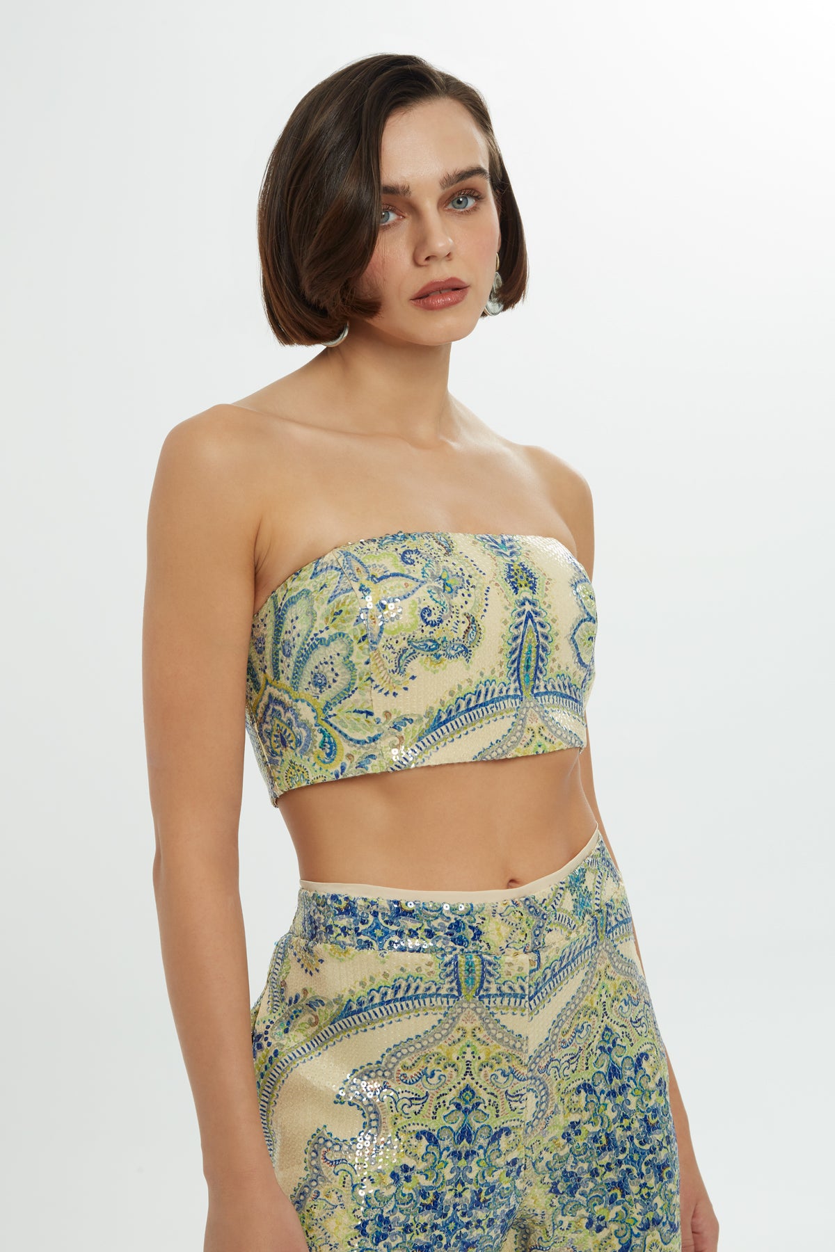 Payetli Desenli Büstiyer