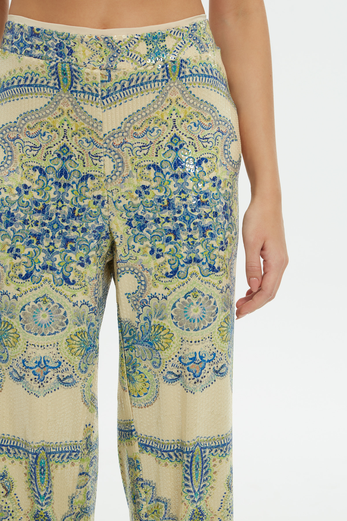 Desenli Renkli Payet Pantolon