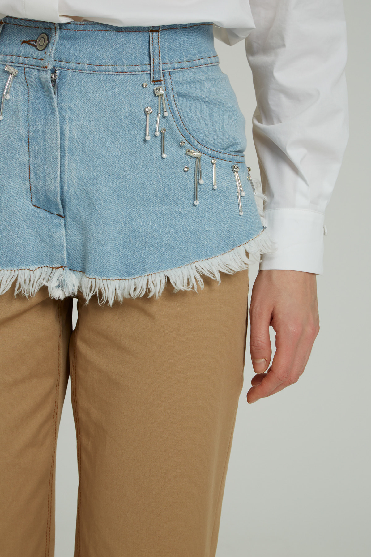 Çift Renk Detaylı Pantalon