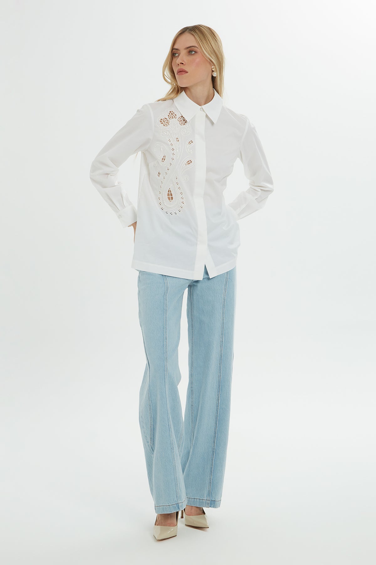 Delikli Uzun Kollu Gömlek