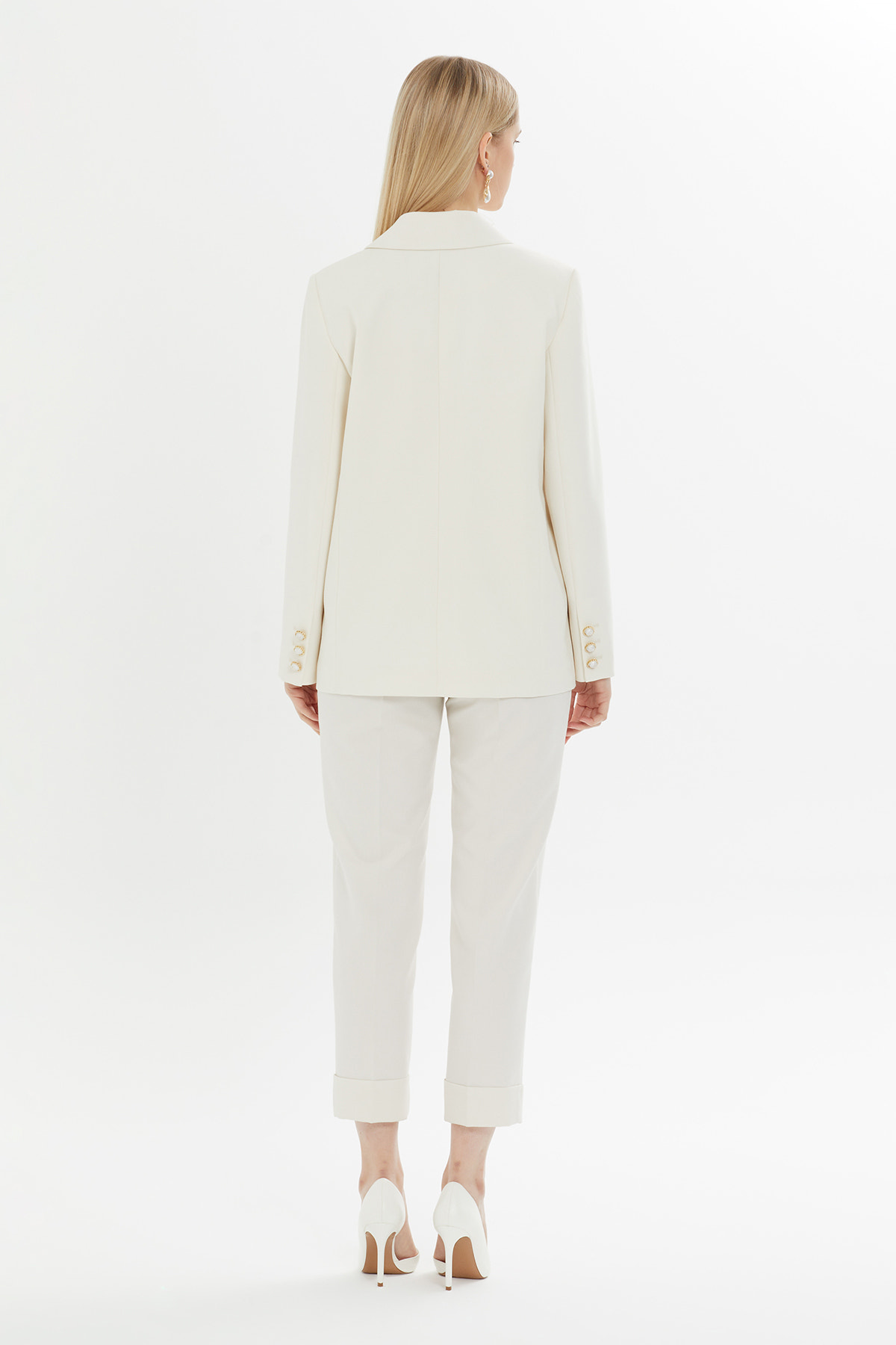 Kruvaze Kapamalı Double Paça Pantolonlu Takım