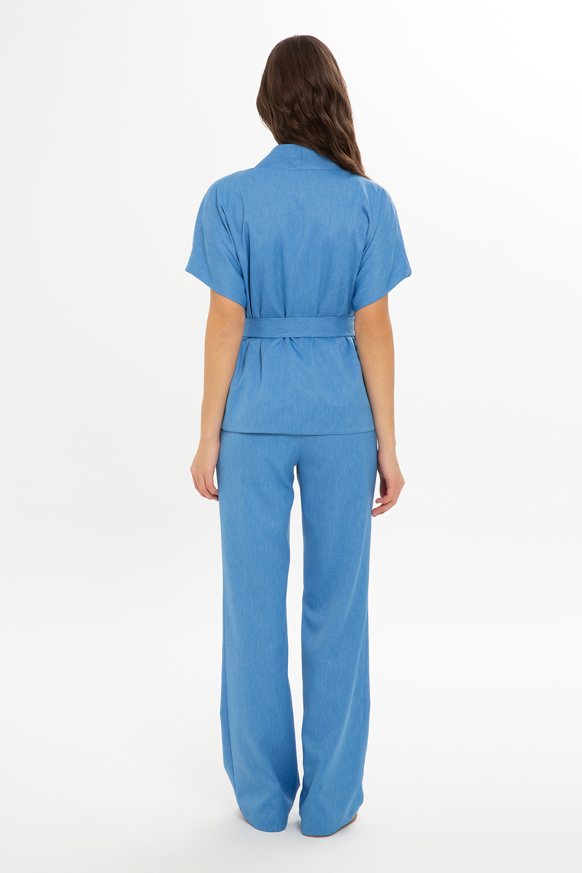 Kuşak Bağlamalı Bluz Ve Palazzo Pantolonlu Takım