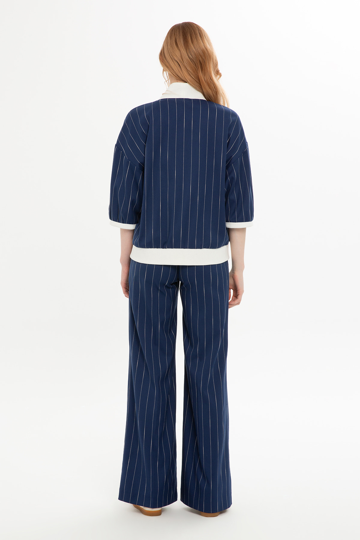 Yarım Kollu Ceket Ve Palazzo Pantolonlu Takım