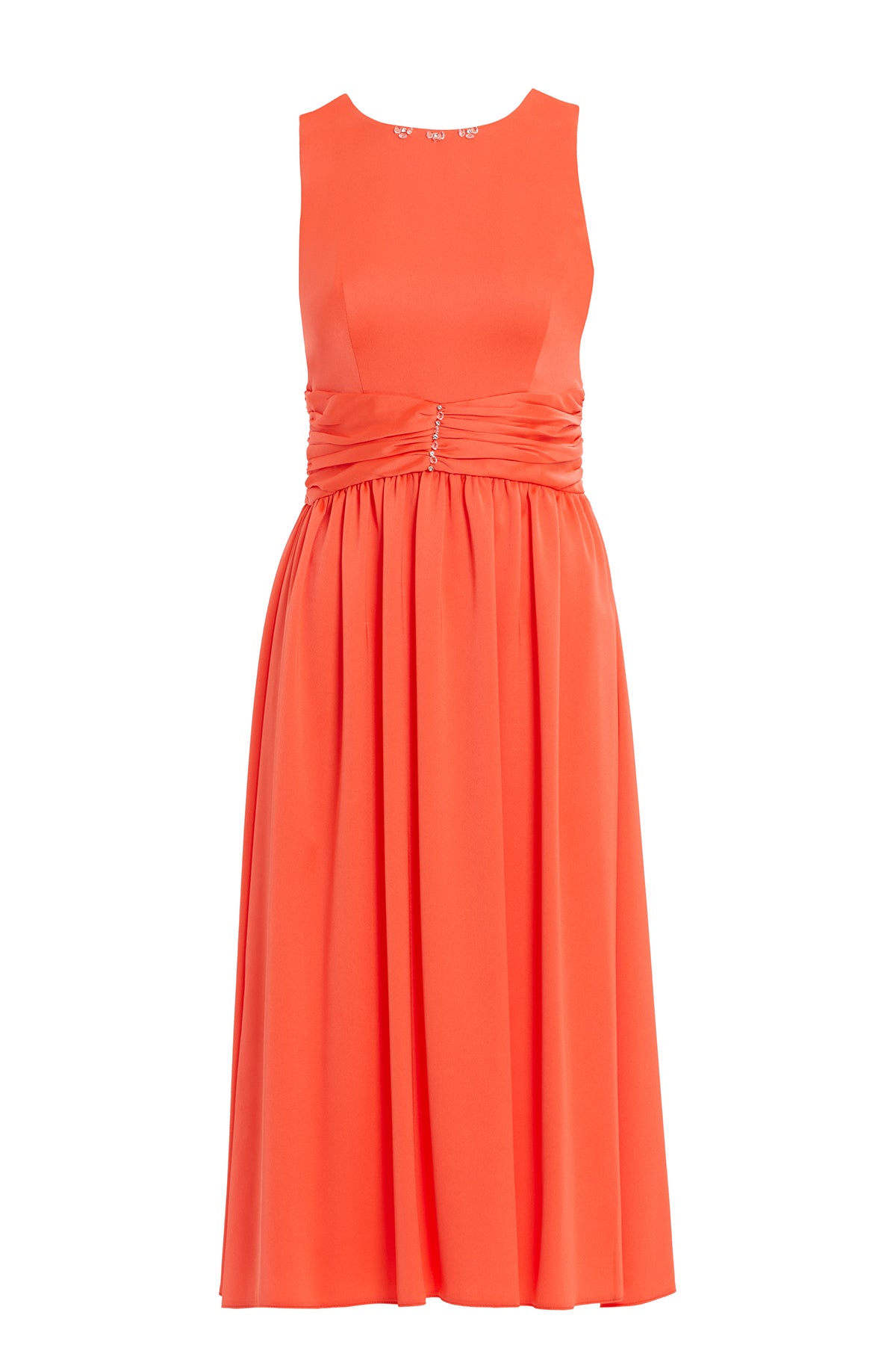 Beli Piliseli Ve İşleme Detaylı Eteği Kloş Abiye Midi Elbise