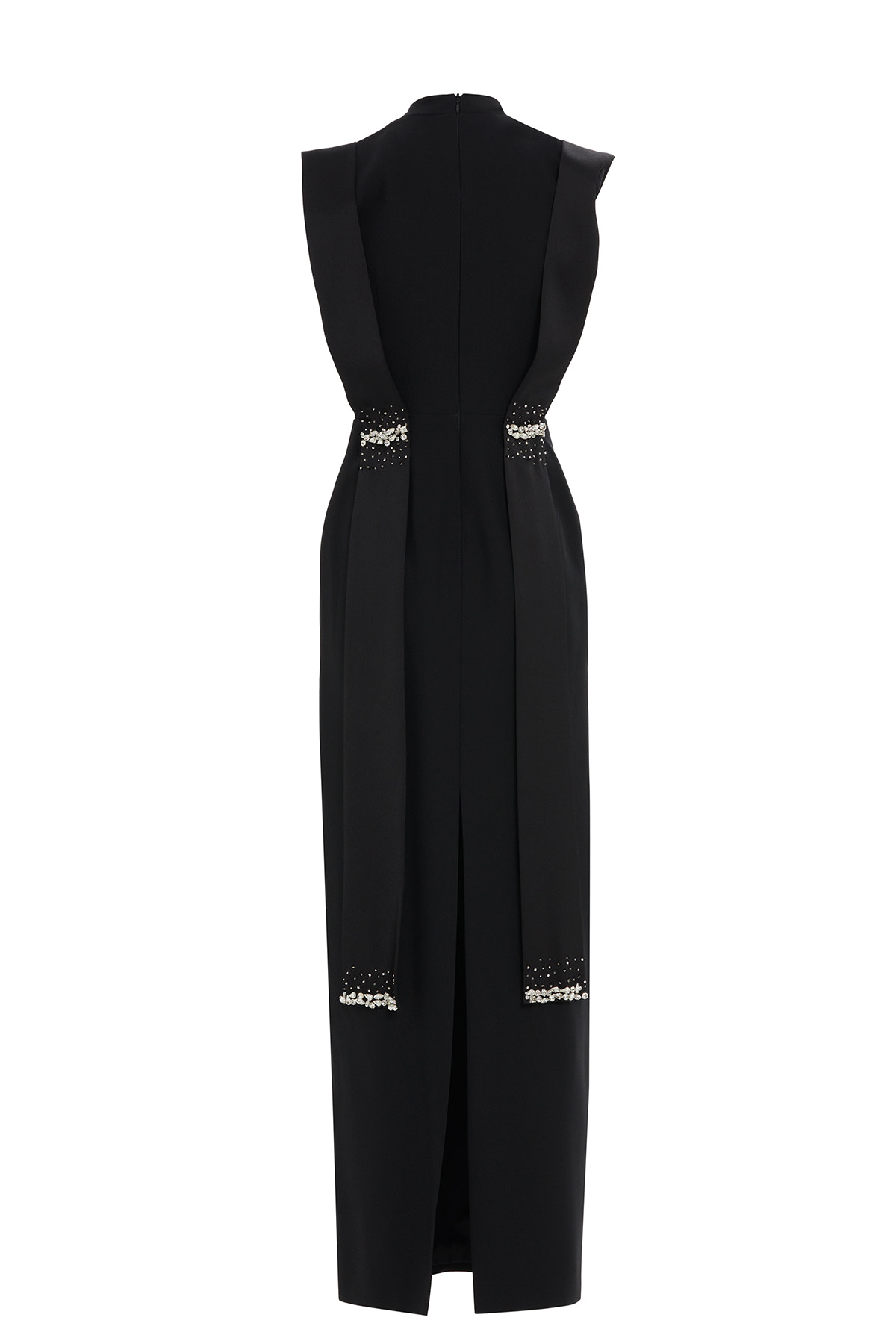 Dantel Detaylı Seyyar Kuşaklı Uzun Elbise