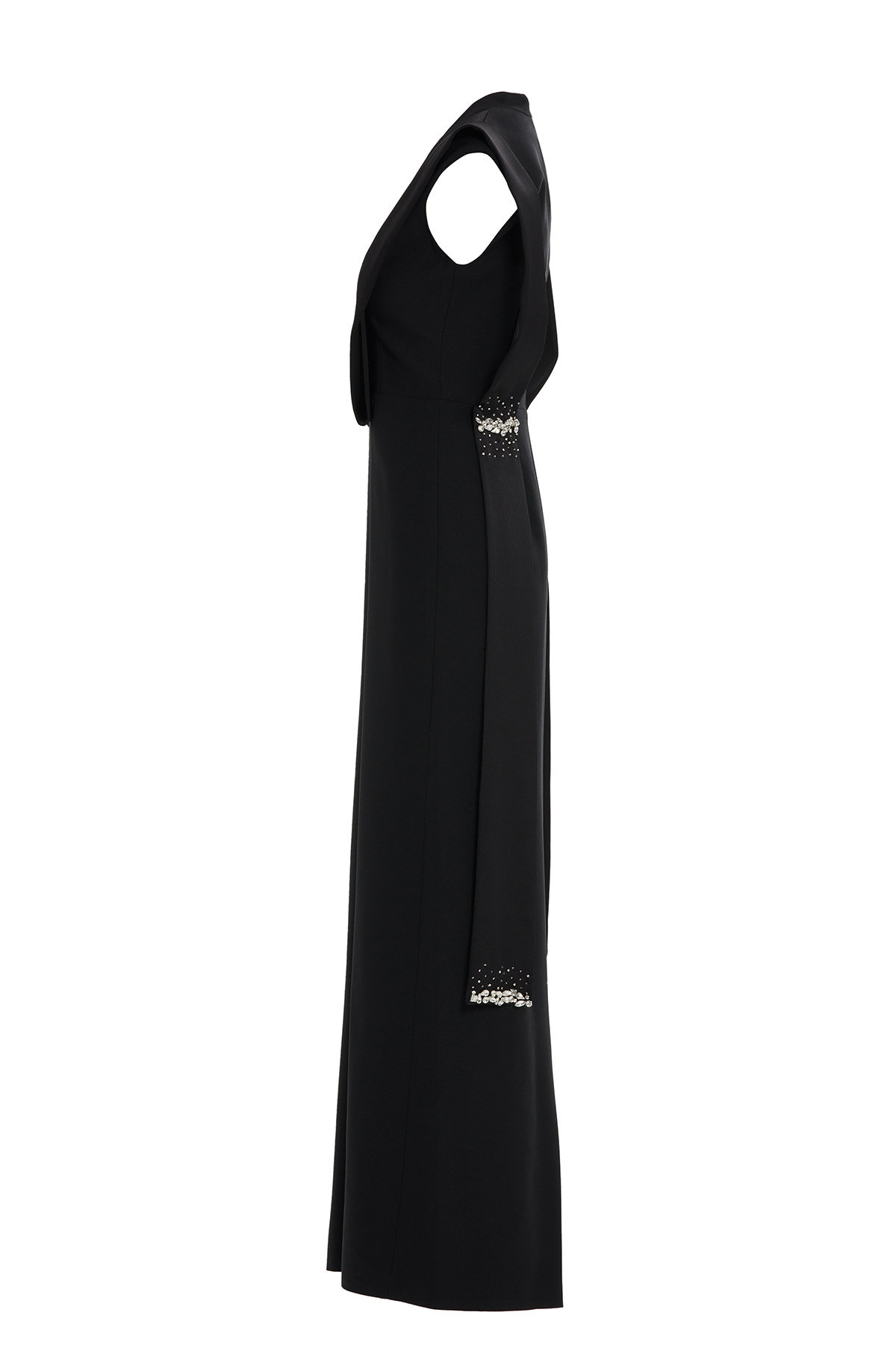 Dantel Detaylı Seyyar Kuşaklı Uzun Elbise