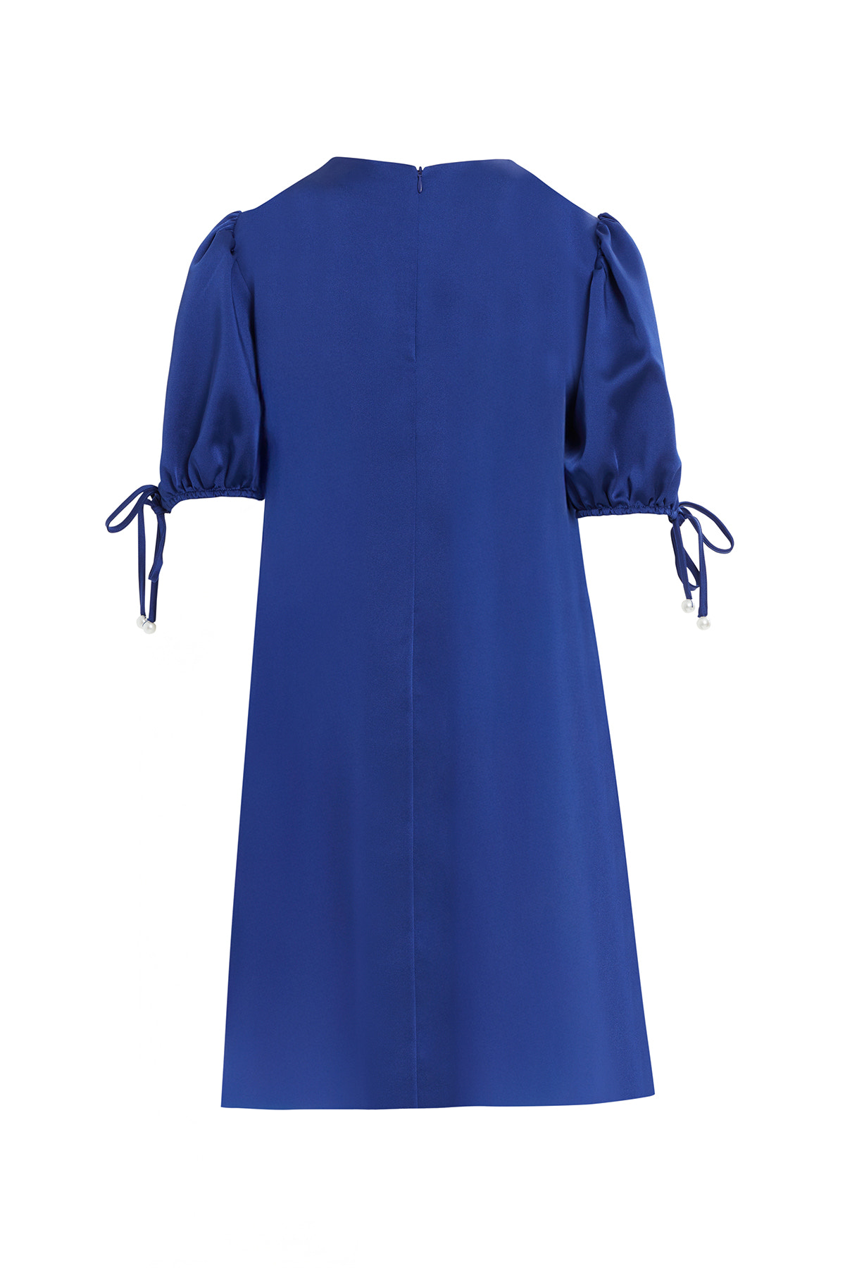 İnci Kolye Detaylı Kolları Bağcıklı Kısa Elbise