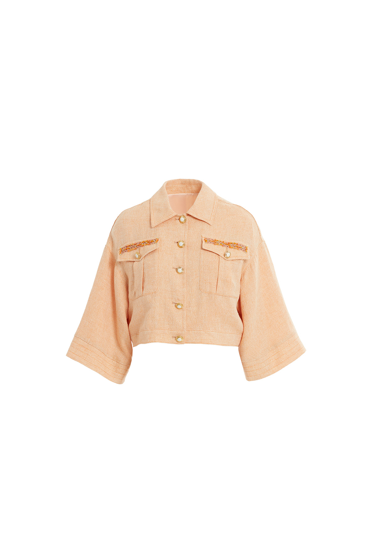 Düğme Detaylı Kısa Somon Ceket