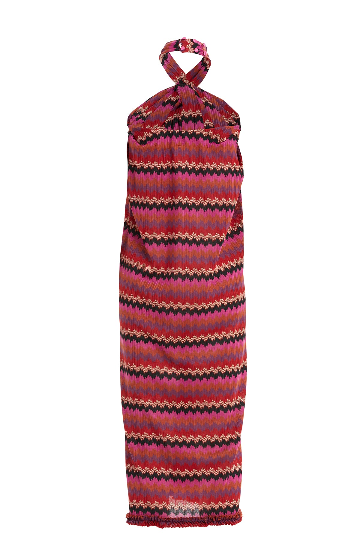 Boyundan Bağlamalı Renkli Midi Elbise