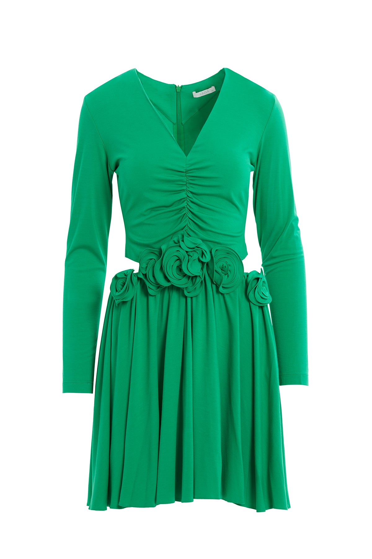 Çiçek Detaylı Beli Pencereli Mini Elbise