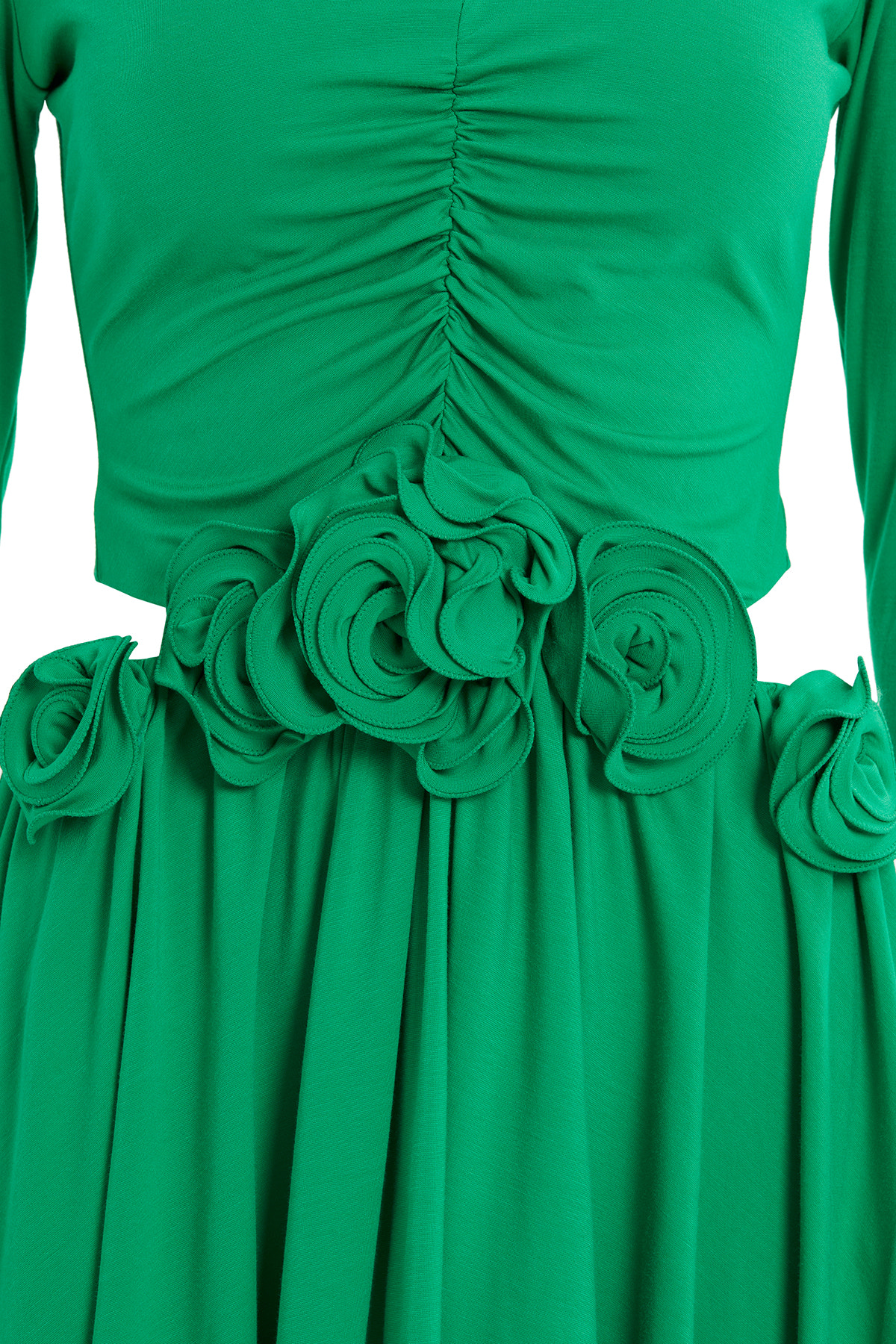 Çiçek Detaylı Beli Pencereli Mini Elbise