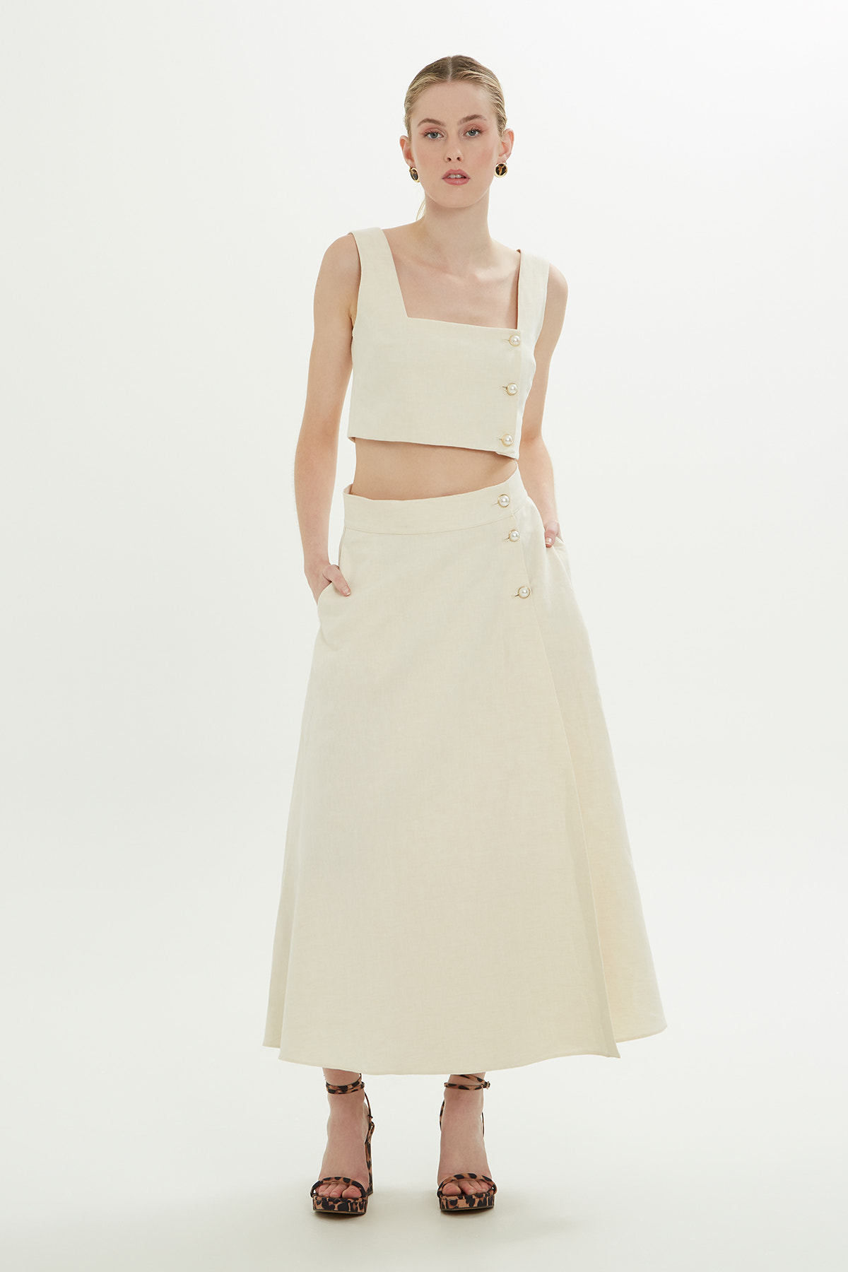 Kalın Askılı Kemik Crop Bluz