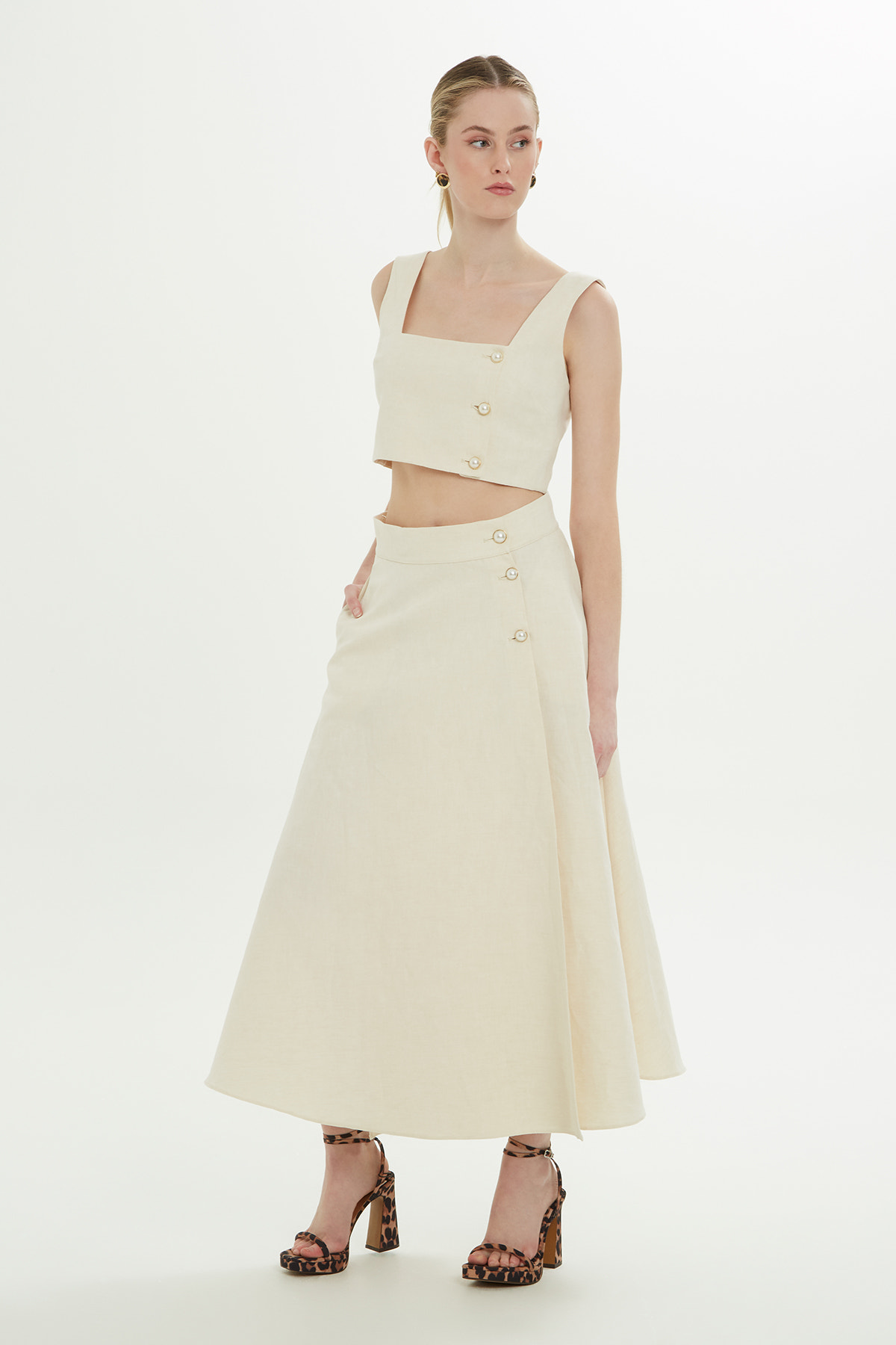 Kalın Askılı Kemik Crop Bluz