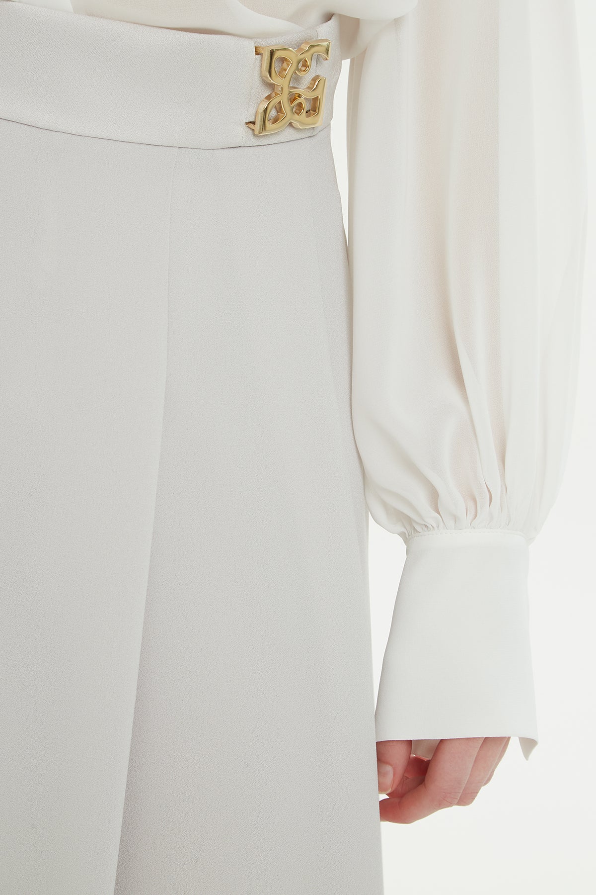 Pili Katlamalı Astarlı Midi Etek