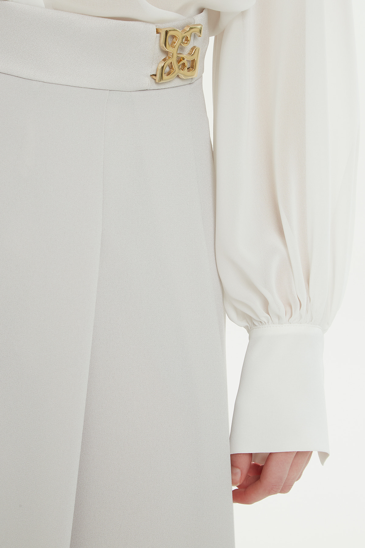 Pili Katlamalı Astarlı Midi Etek