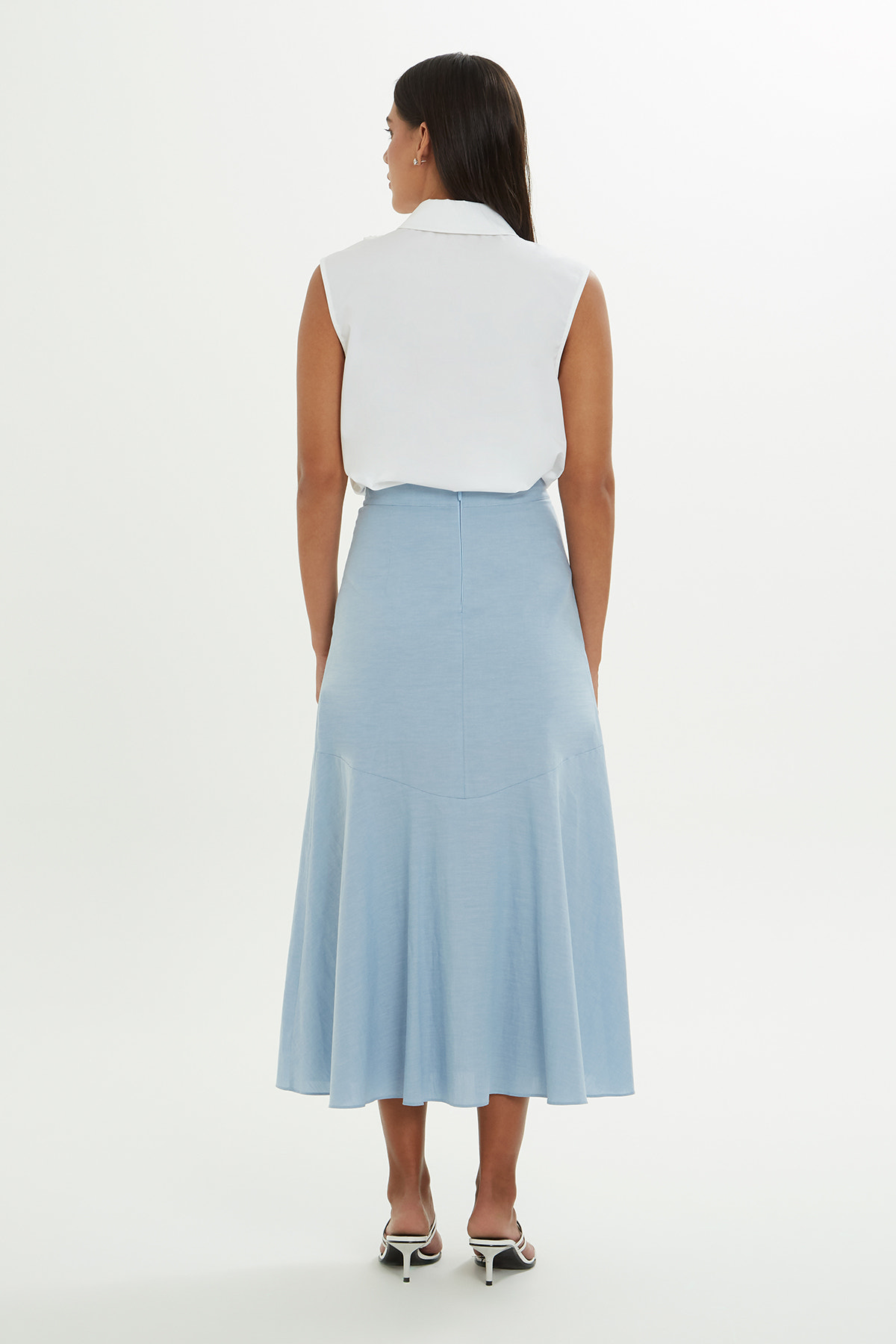 Çan Formlu Midi Etek