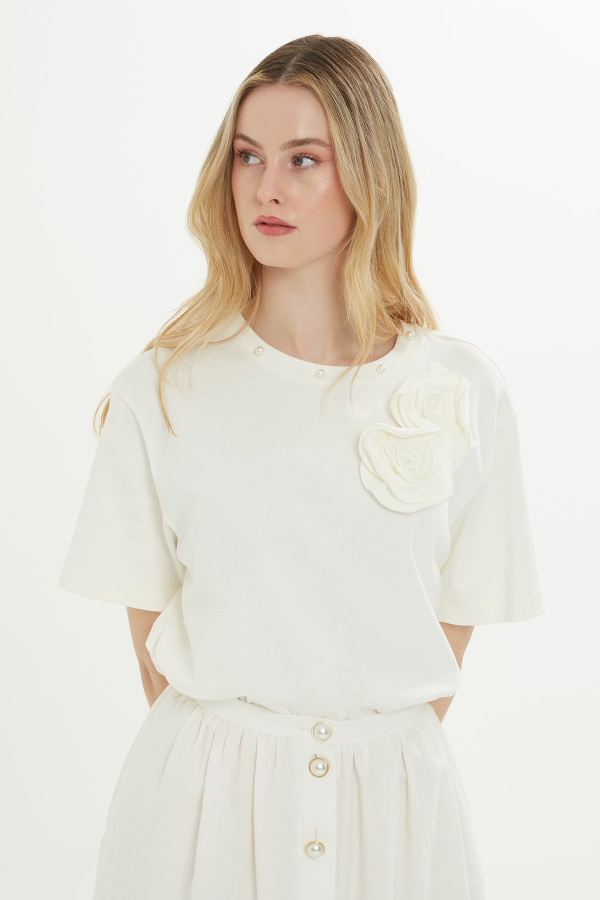 Yanları Yırtmaçlı Astarlı Midi Etek