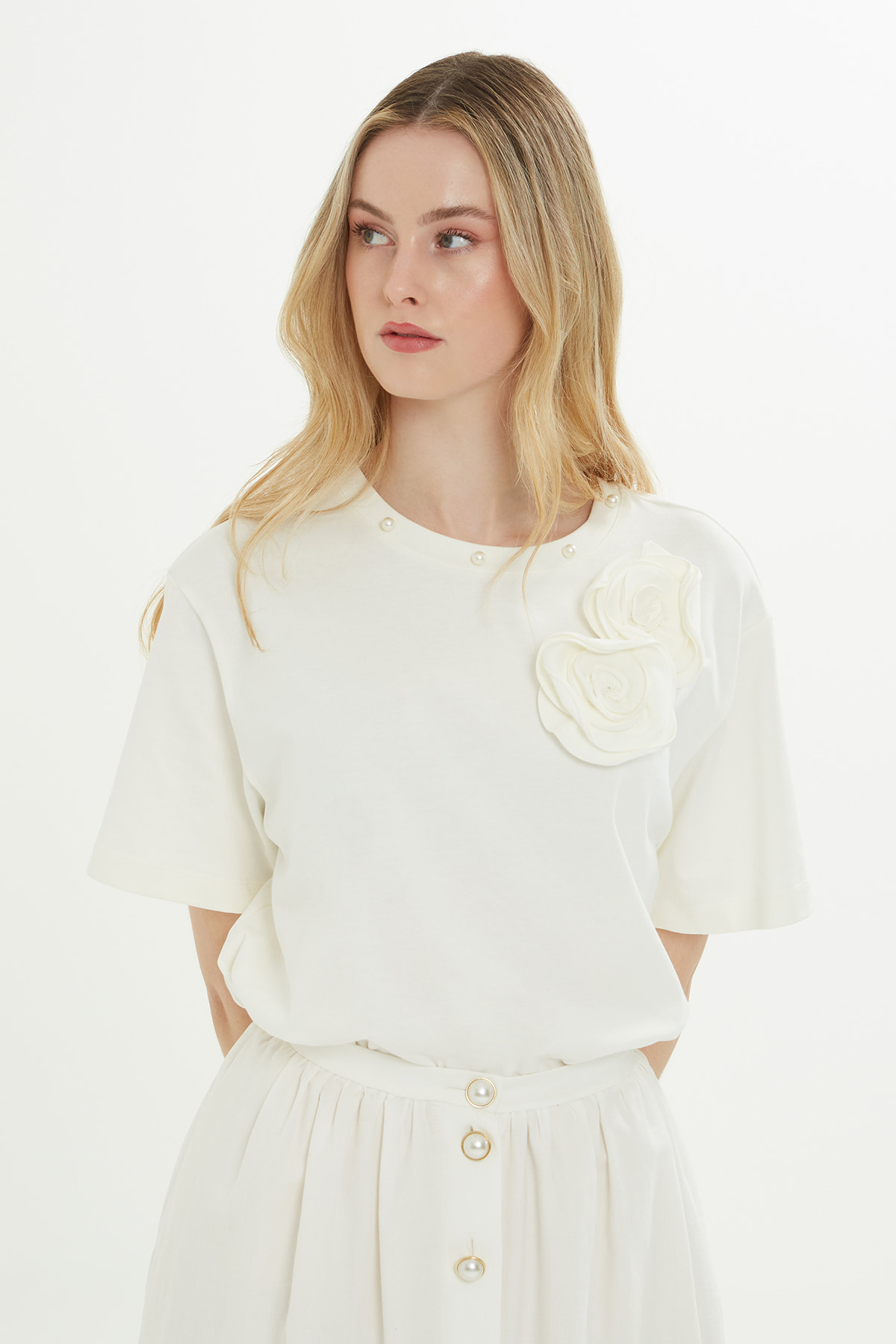 Yanları Yırtmaçlı Astarlı Midi Etek