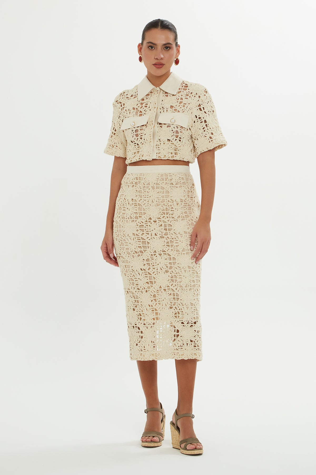 Yırtmaçlı Midi Kalem Etek