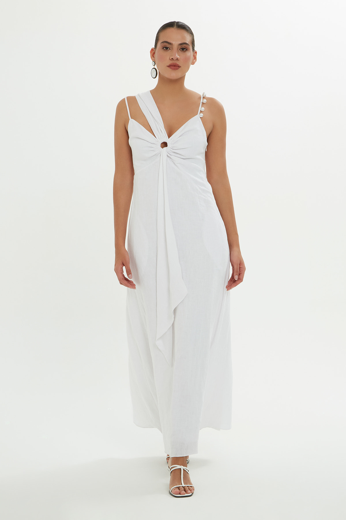 Kol Detaylı Uzun Elbise