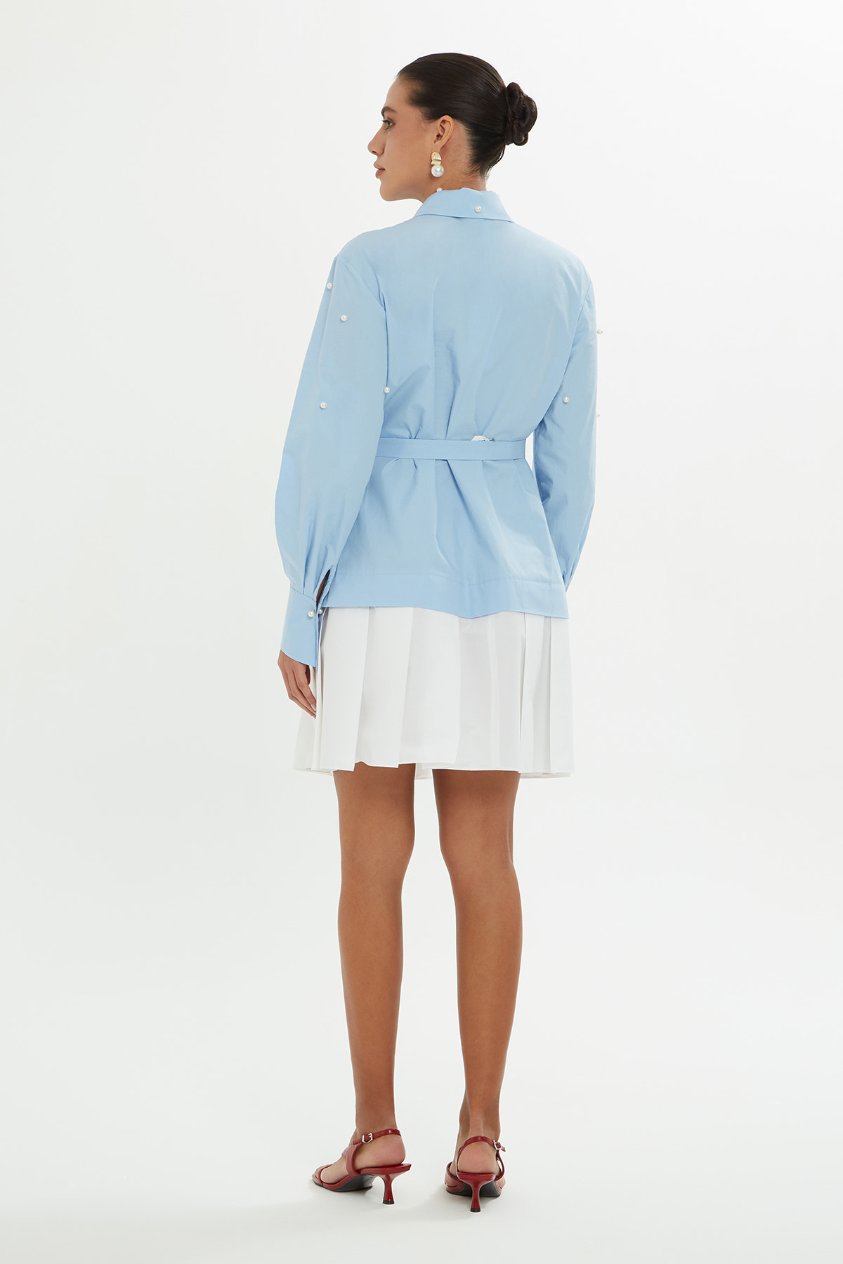 Etek Ucu Pili Kaşeli Mini Elbise