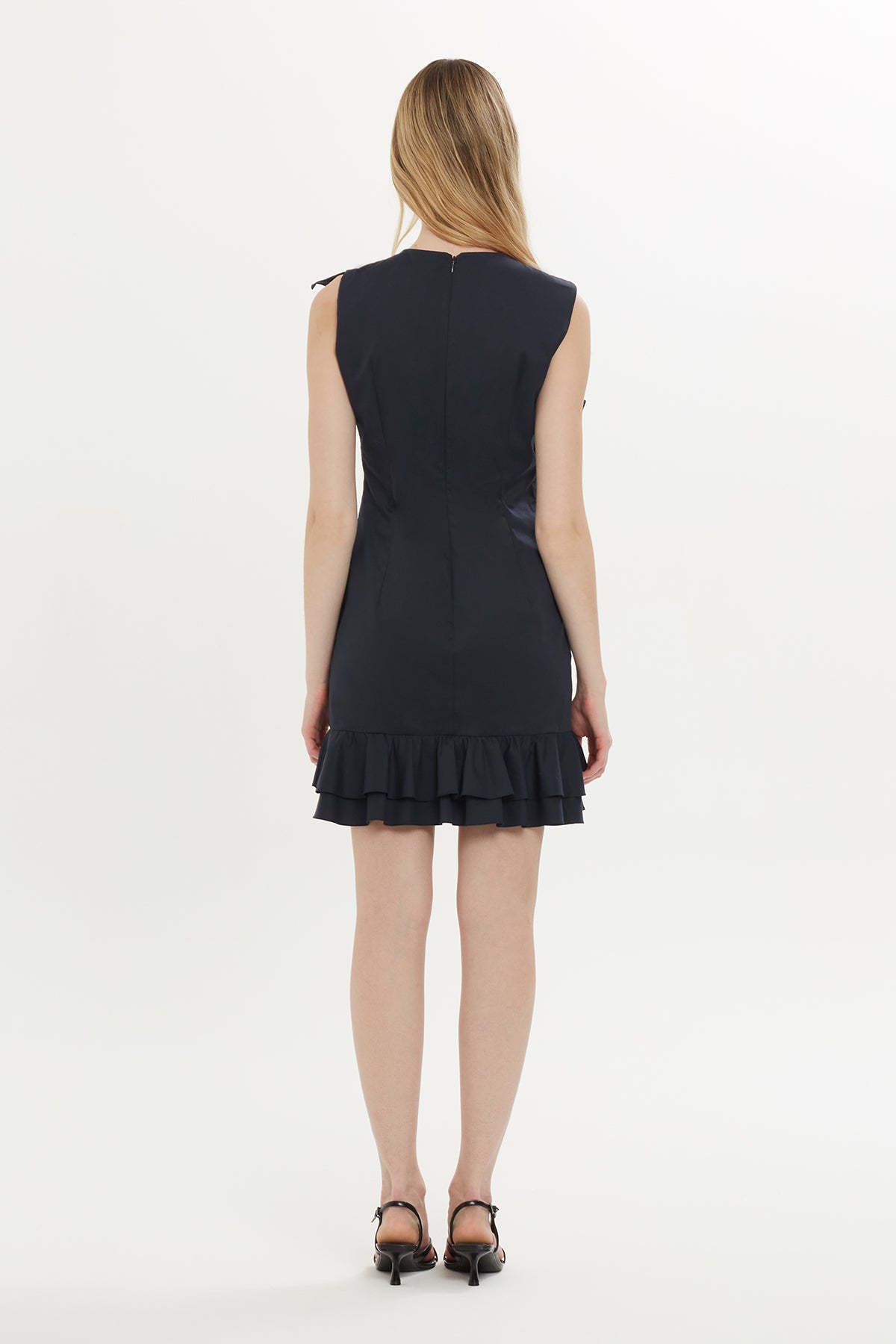 Volan Detaylı Mini Elbise