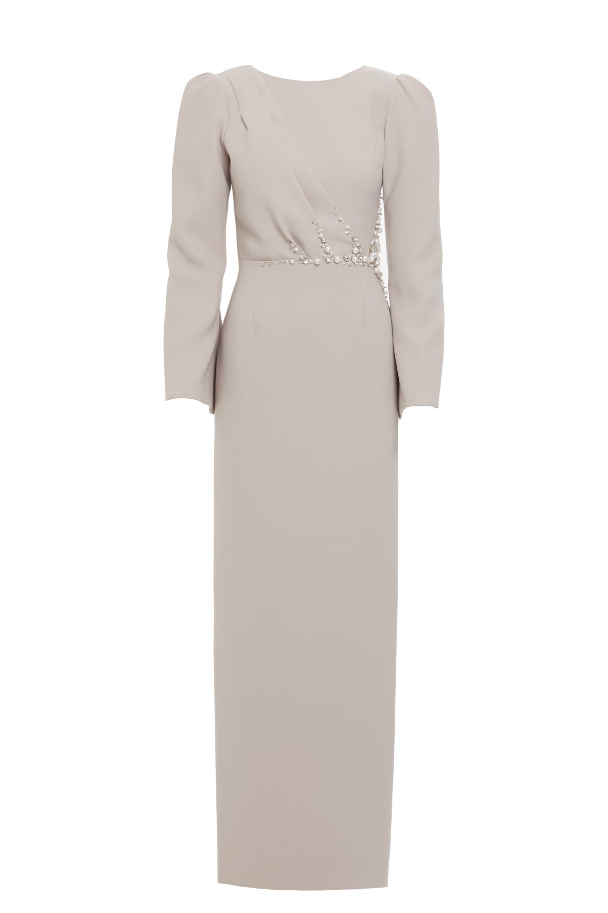 Sırt Detaylı İşlemeli Uzun Elbise