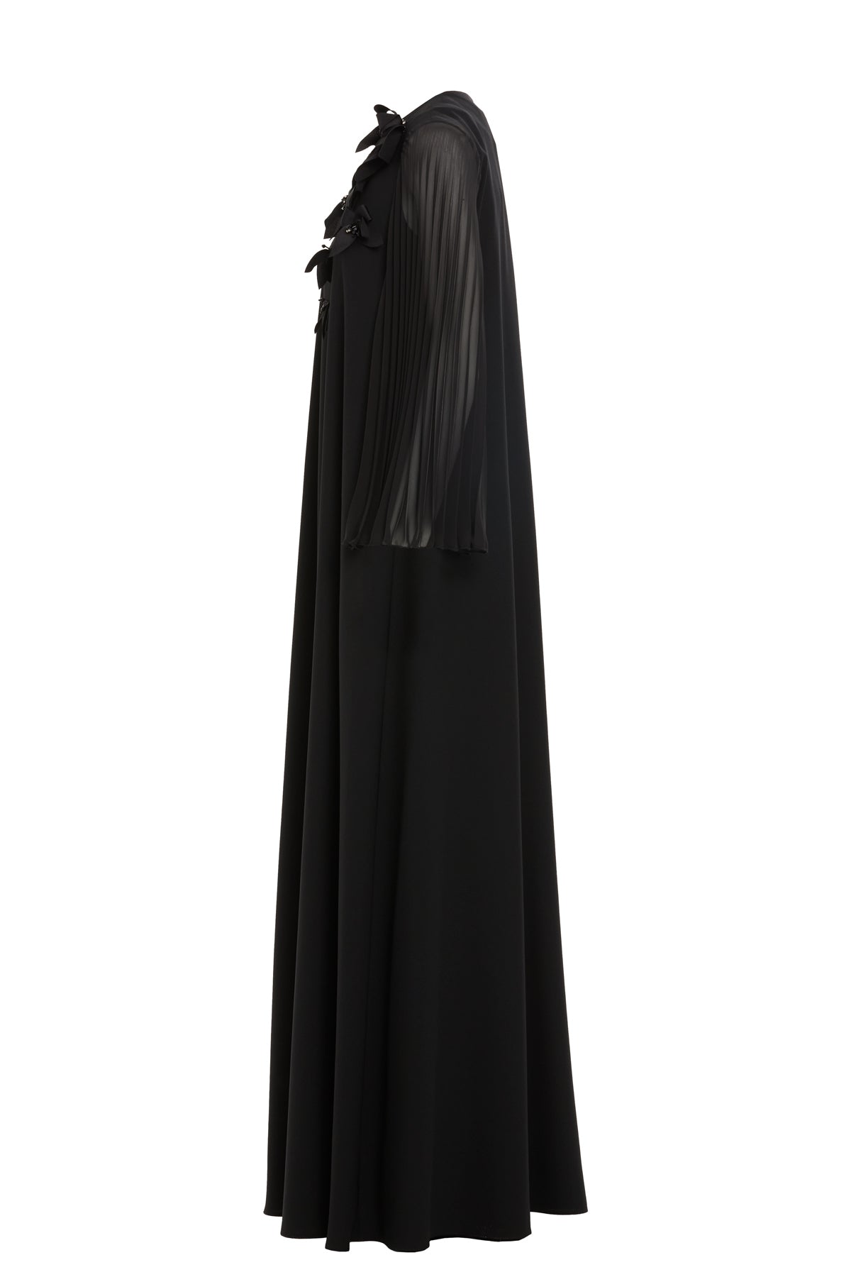 Çiçek Detaylı Uzun Elbise