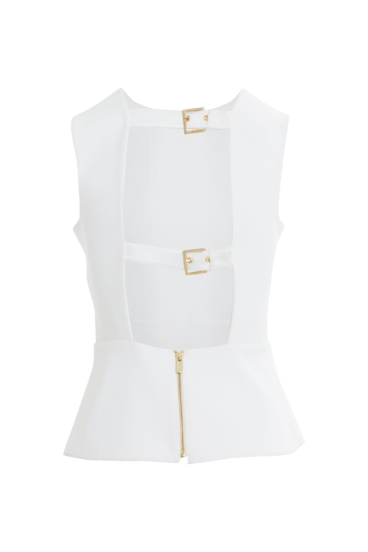 Tokalı Pencereli Kolsuz Bluz