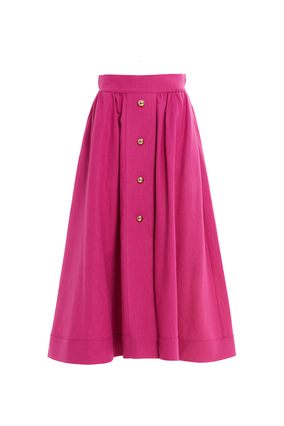 Düğmeli Keten Etek