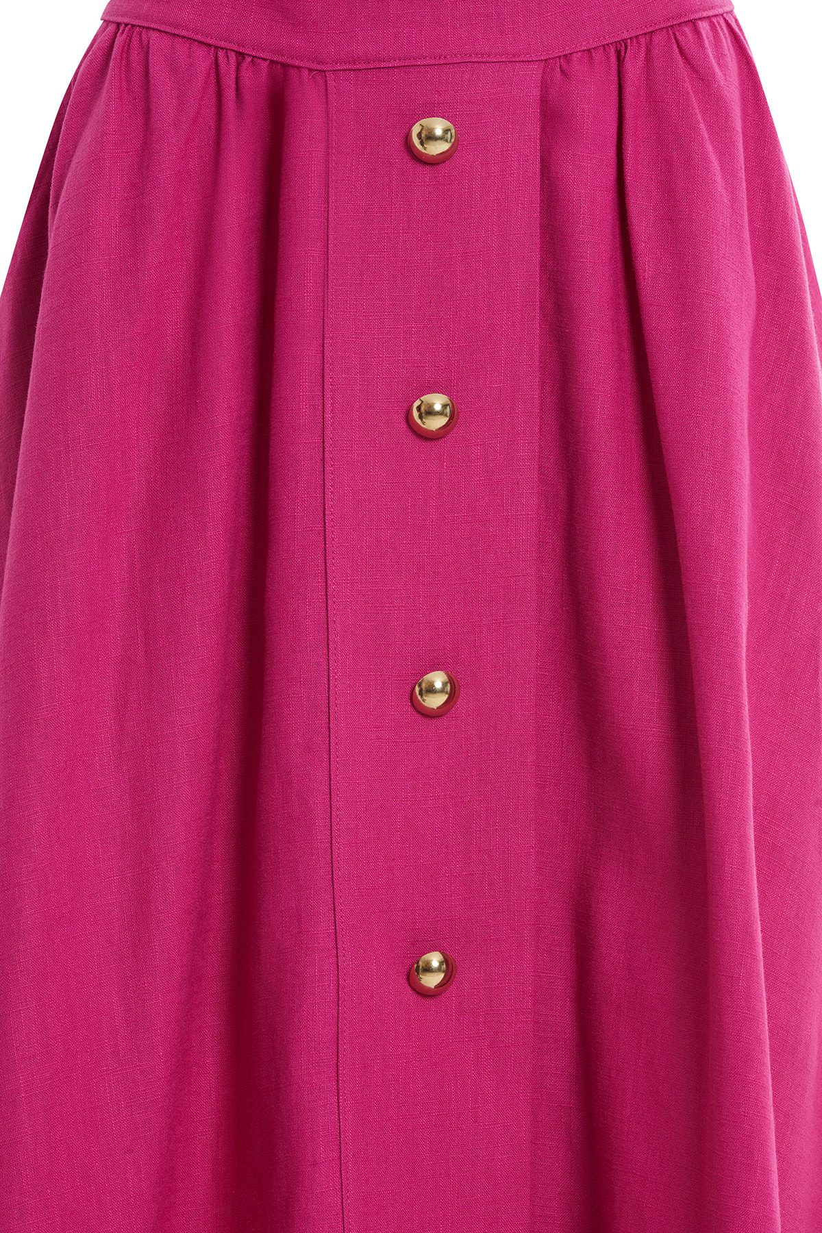 Düğmeli Keten Etek