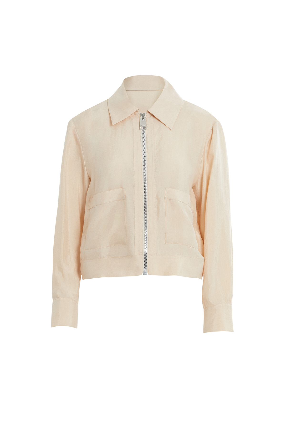 Önü Fermuarlı Gömlek Yaka Ceket