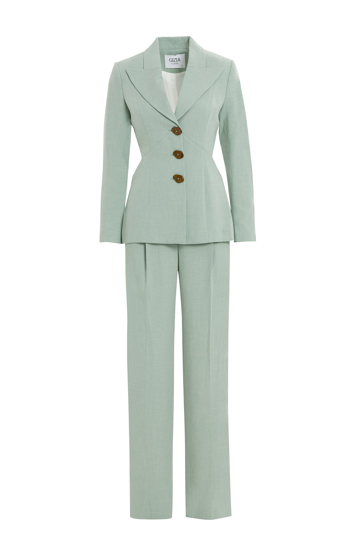 Beli Pencere Detaylı Mono Kapama Ceketli Ve Bol Pantolonlu Takım