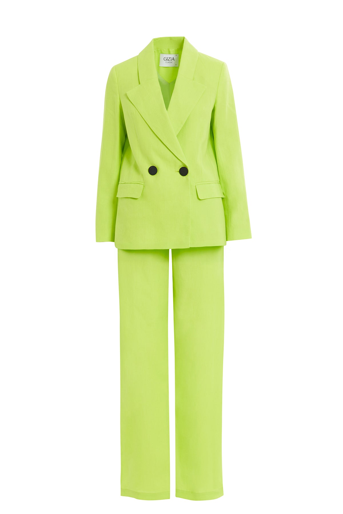 Kontrast Düğme Detaylı Ceket Ve Palazzo Pantolonlu Takım