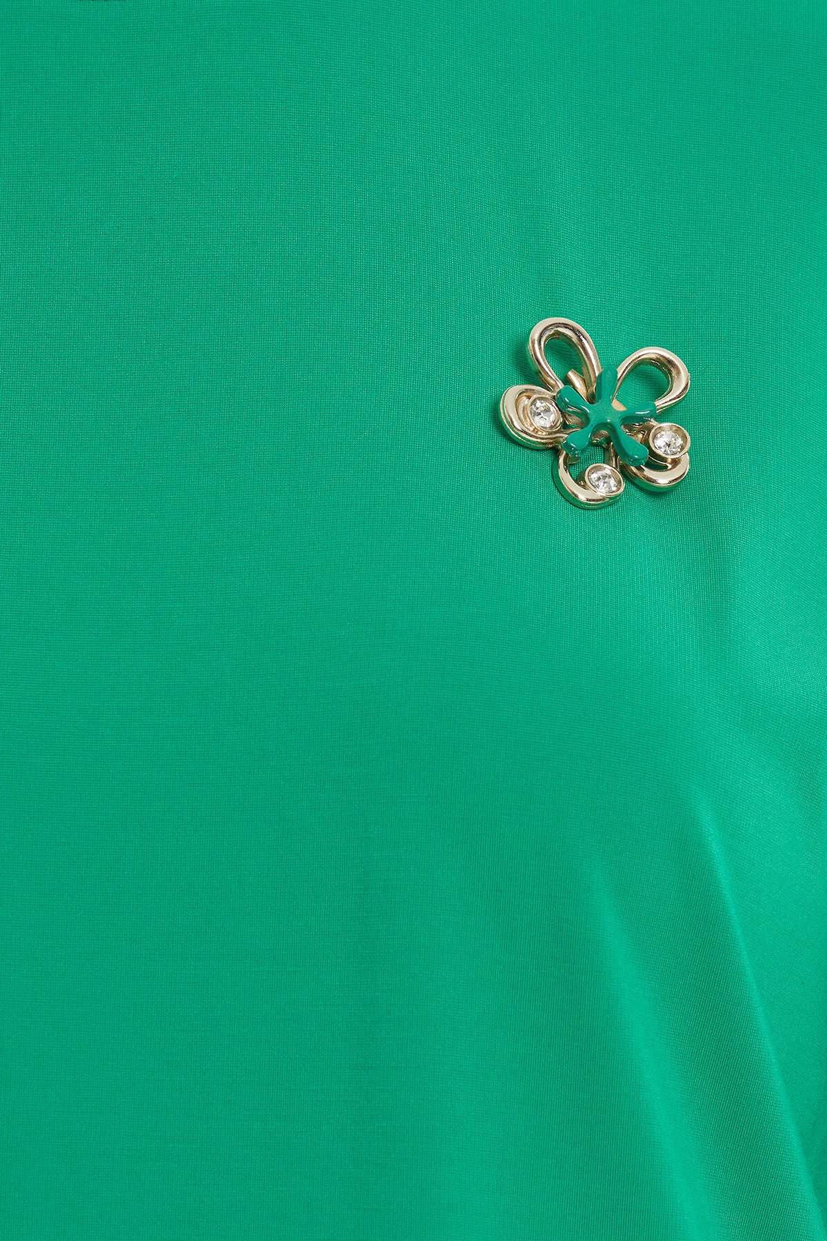 Saten Kumaş Garnili Örme T-Shirt