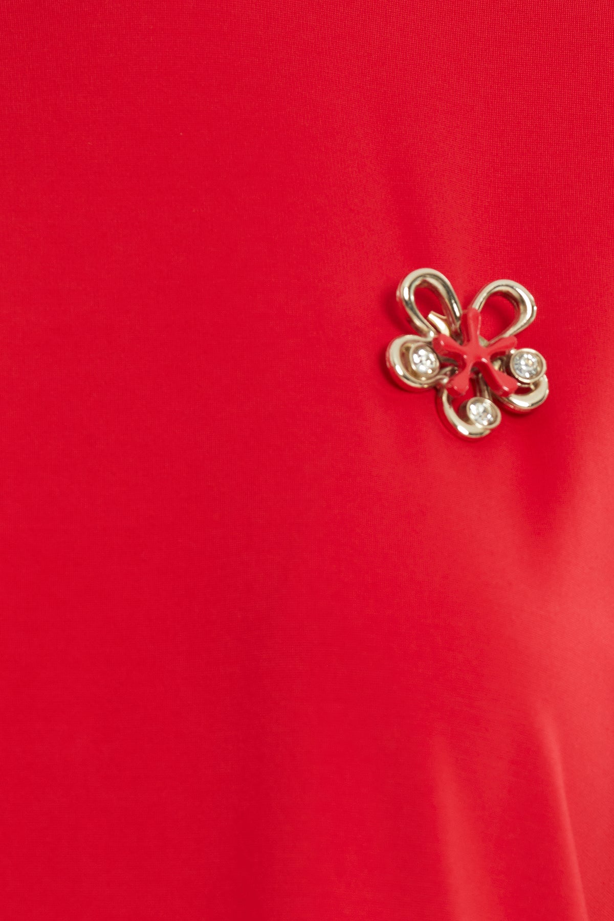 Saten Kumaş Garnili Örme T-Shirt