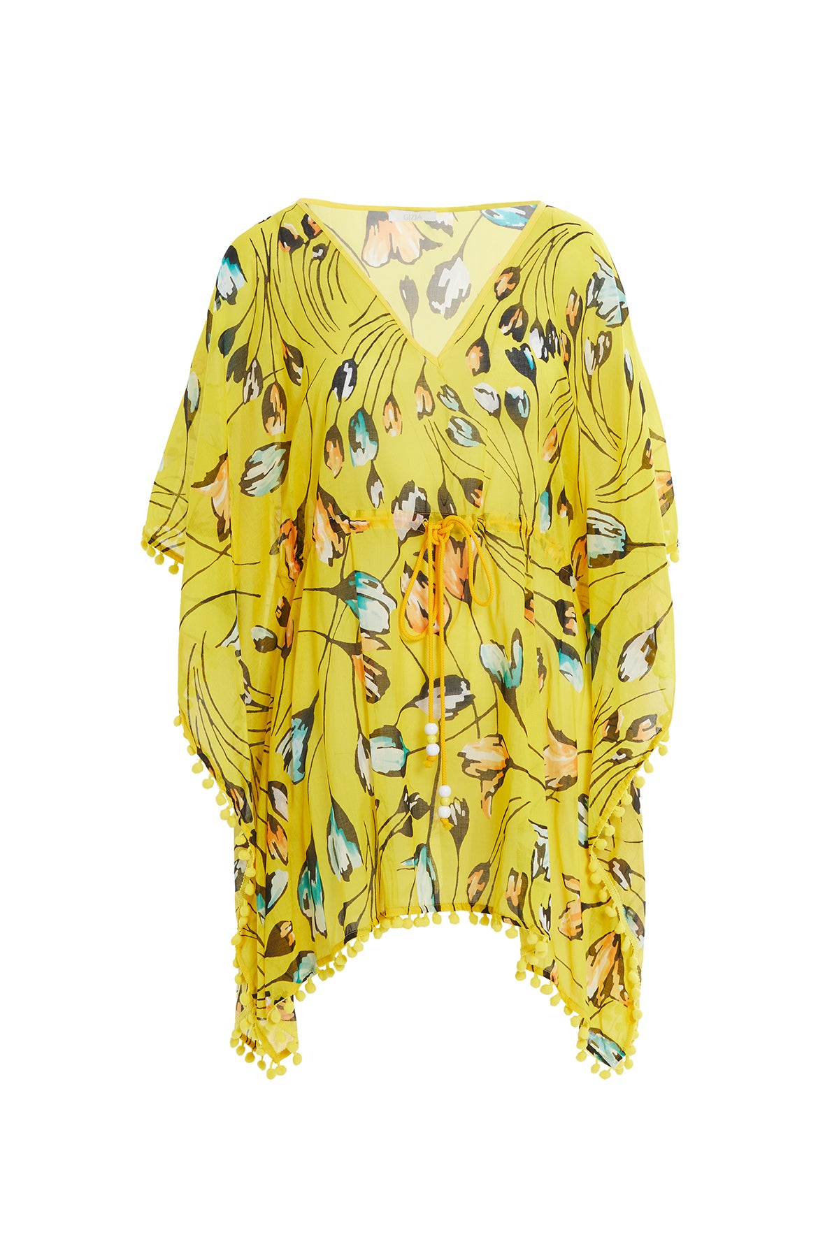 Ponpon Detaylı Beli Büzgülü Kadın Plajlık Bluz