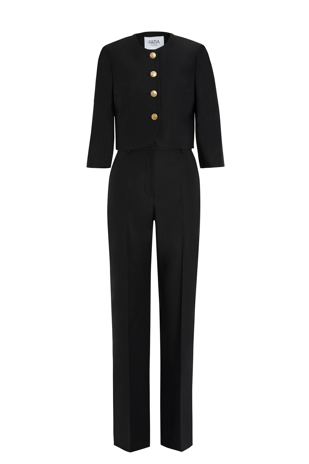 Kısa Ceket Atlet Ve Geniş Paça Pantolonlu Üçlü Takım