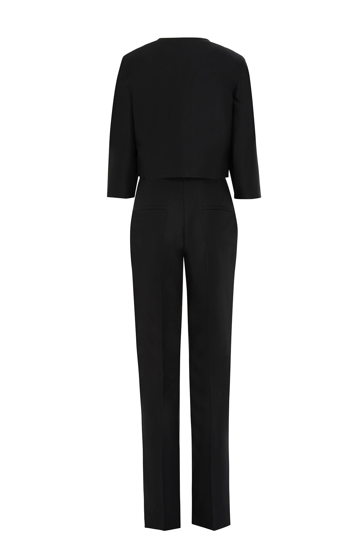 Kısa Ceket Atlet Ve Geniş Paça Pantolonlu Üçlü Takım