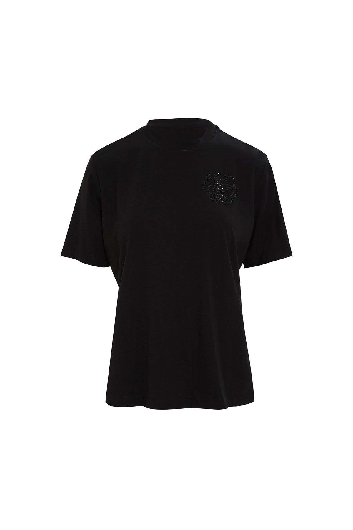 Çiçek Motif Detaylı Bisiklet Yaka Bluz