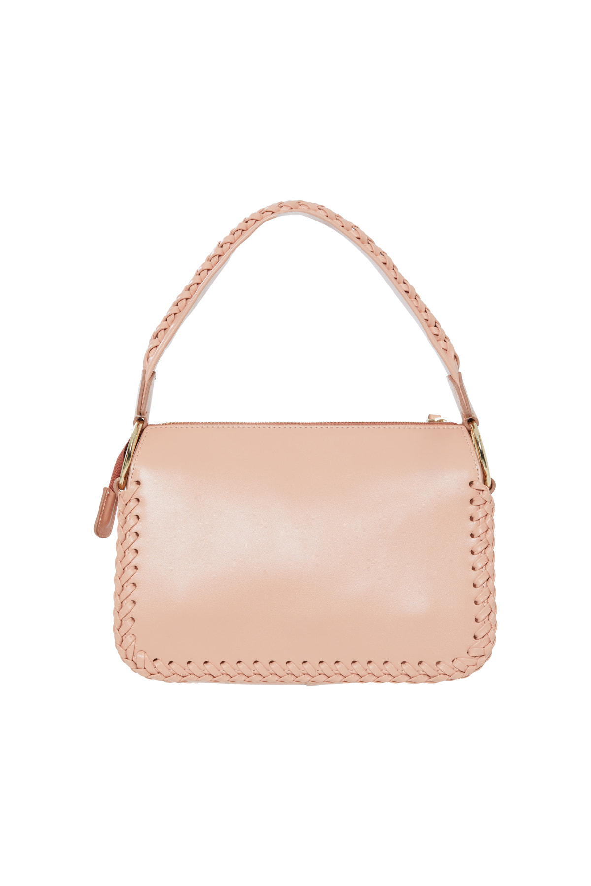 Örgü Detayli Yeşil Deri El Çantasi