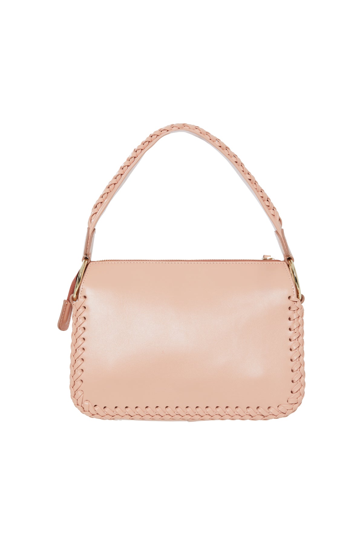 Örgü Detayli Yeşil Deri El Çantasi