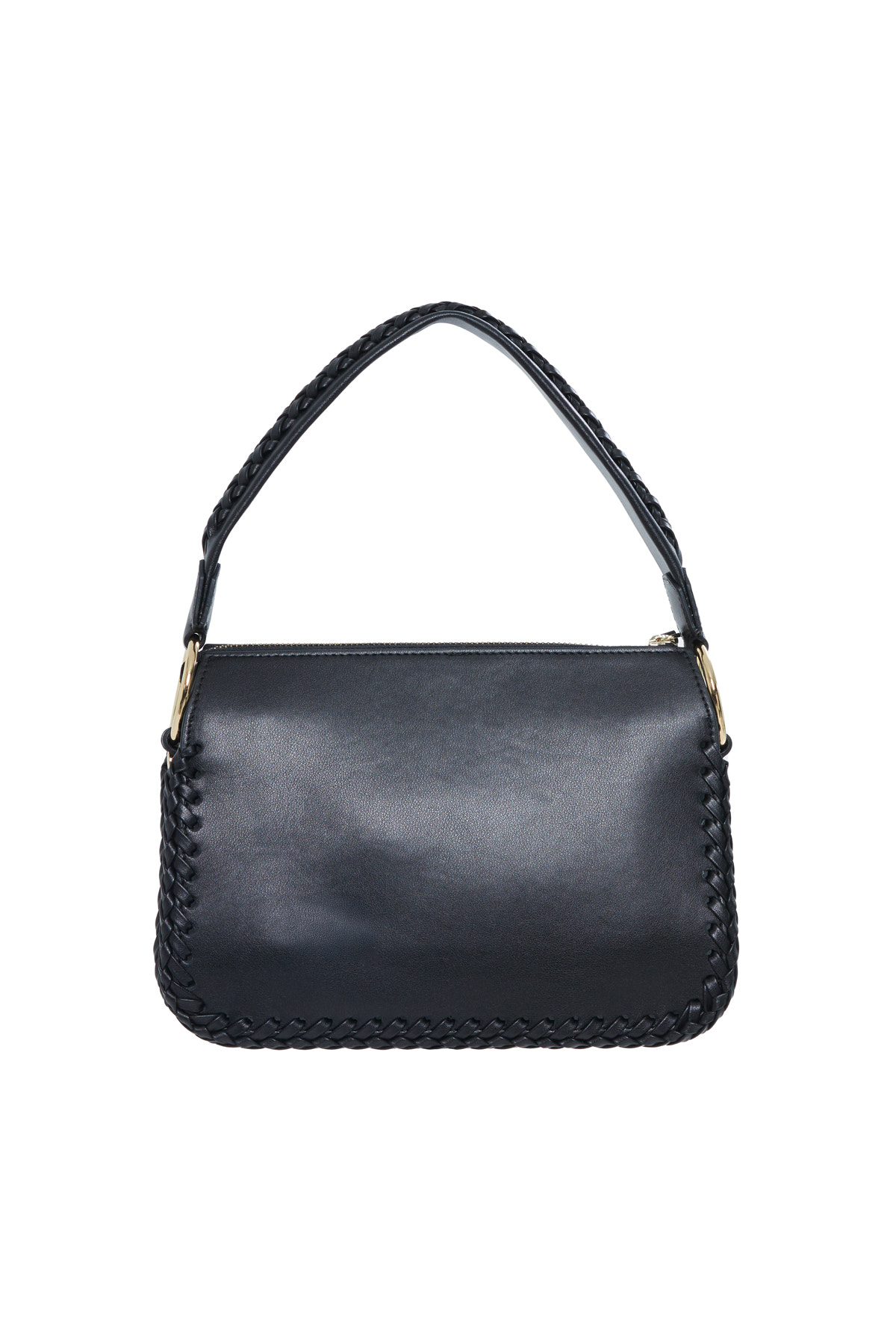 Örgü Detayli Yeşil Deri El Çantasi