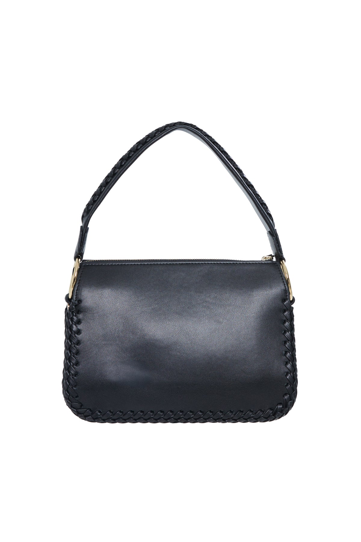 Örgü Detayli Yeşil Deri El Çantasi