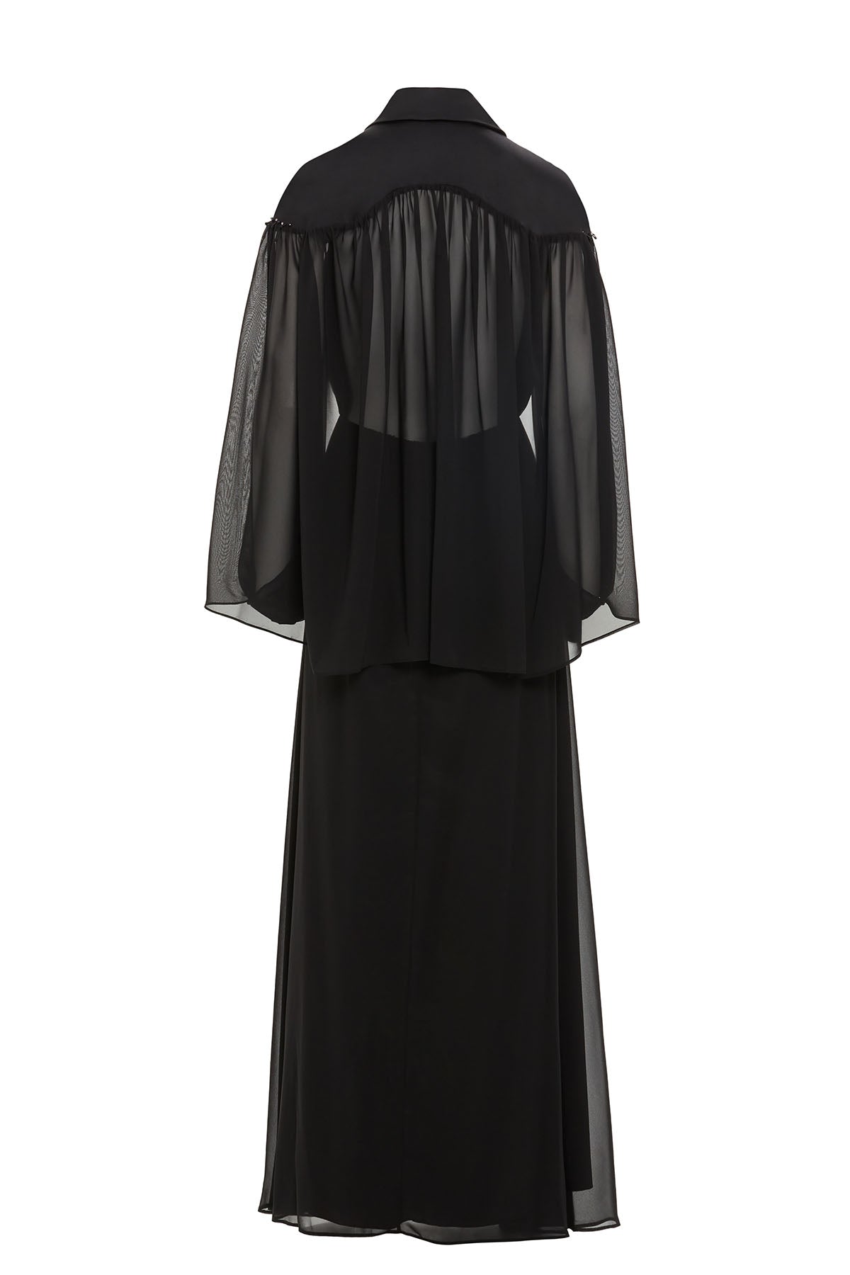 Gömlek Yakalı Robası İşlemeli Uzun Elbise